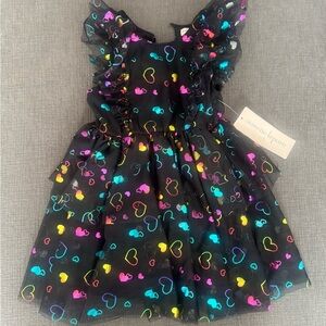 SOLD 
Nanette Lepore Black Dress with Multicolor Heart Accents 24 months